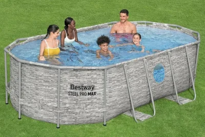 Bestway 56714 Power Steel Swim Vista Series Oval Pool Set With Filter And Ladder - კარკასული აუზი კარტრიჯული ფილტრით და კიბით