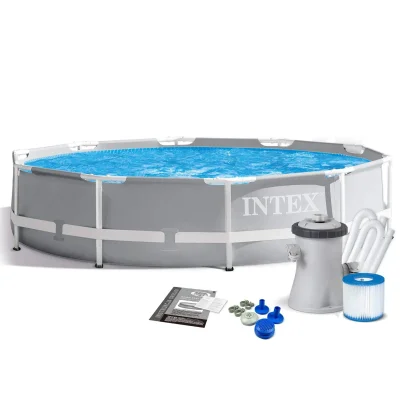 Intex 26702 Frame Above Ground Pool Round With Filter Pump - კარკასული აუზი კარტრიჯული ფილტრით